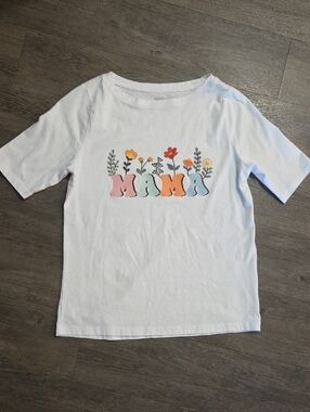 Lands' End • White 'MAMA' Floral Graphic Tee